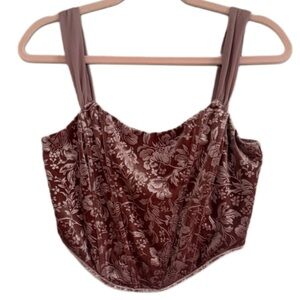 Altar'd State Mauve Fairy Floral Velvet Boho Western Festival Corset Tank Top XS